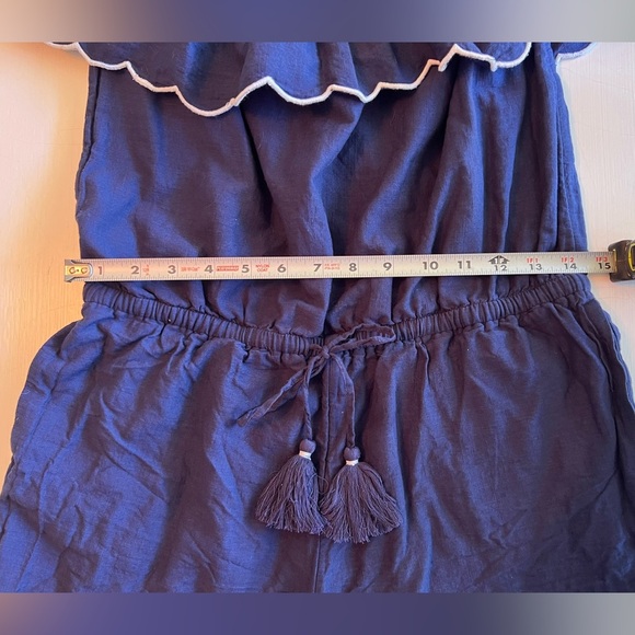 Vineyard Vines Womens Navy Strapless Ruffled Scalloped Romper Size XS - Picture 8 of 14